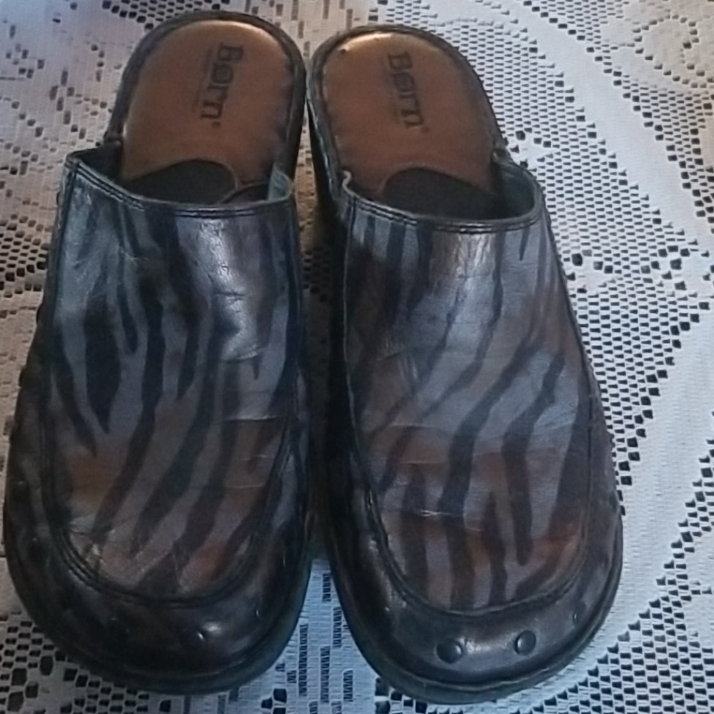 Born Tiger Striped clogs
